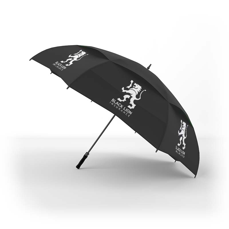 Umbrella with Black Lion Insurance logo