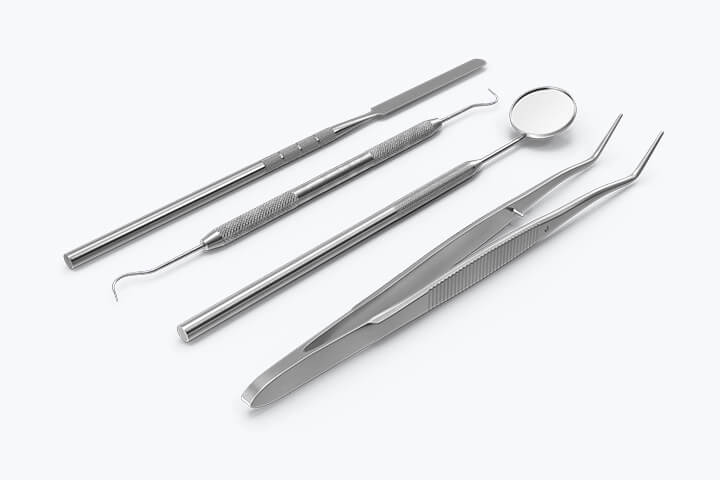 Set of basic dentistry tools